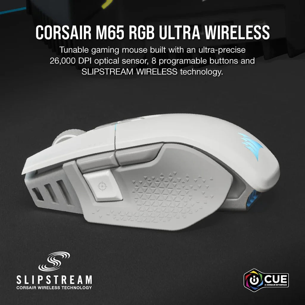 Corsair M65 RGB Ultra Wireless Tunable FPS Gaming Mouse - White