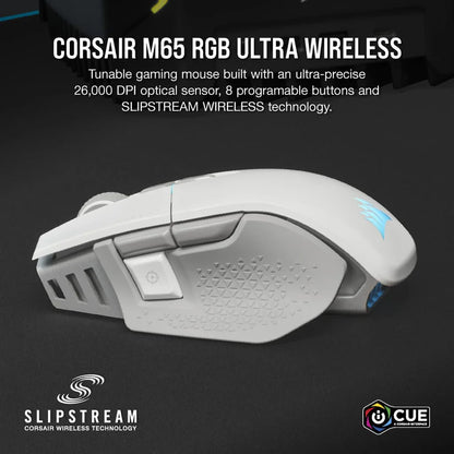 Corsair M65 RGB Ultra Wireless Tunable FPS Gaming Mouse - White